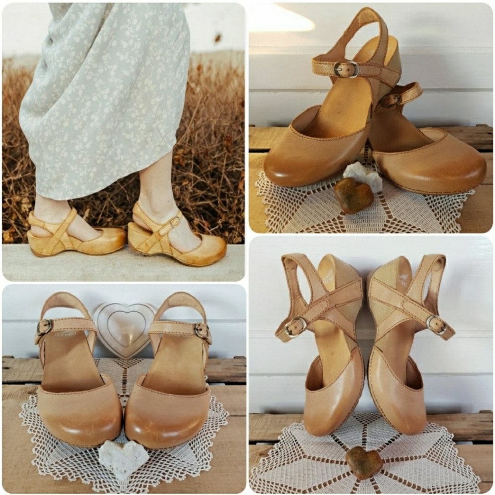 Champagne Dansko Tiffani MaryJane Clog Sandal Strappy Slingback Boho Prairie ♡